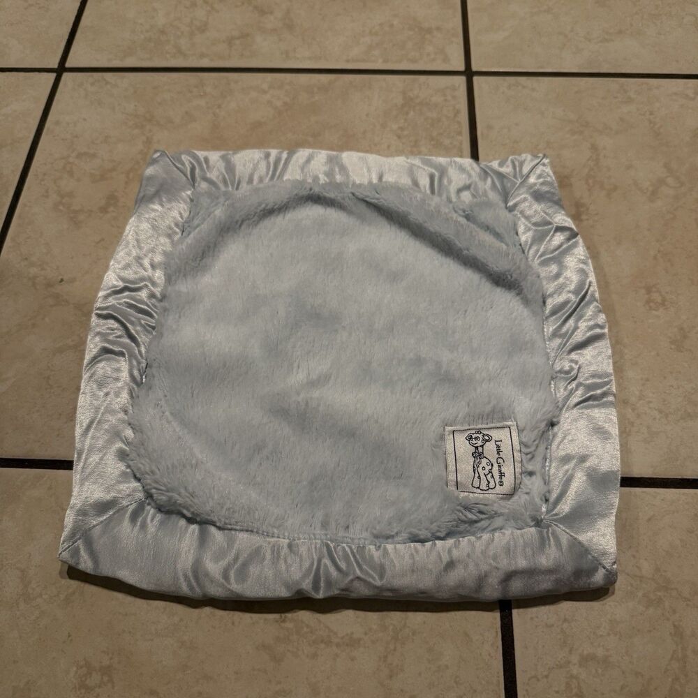 Little Giraffe Blue Luxe Security Blanket Baby Lovey Faux Fur Square 16" Mini